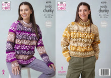 Load image into Gallery viewer, King Cole Chunky Knit Knitting Pattern Ladies Fair Isle Sweaters 6270