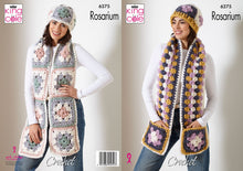Load image into Gallery viewer, King Cole Chunky Crochet Pattern Granny Square Hat &amp; Scarf Accessories 6275