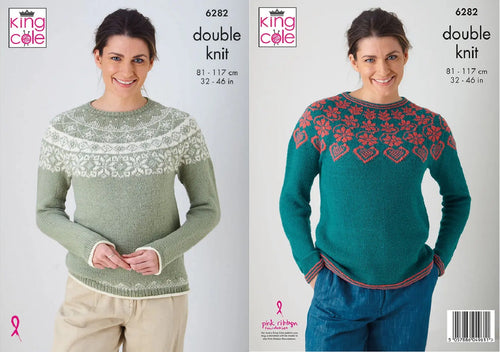 King Cole Double Knit Knitting Pattern Ladies Fair Isle Sweaters 6282