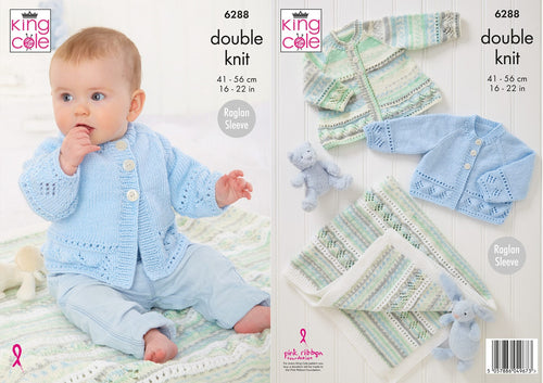 King Cole Knitting Pattern Babies Jacket, Cardigan & Blanket 6288