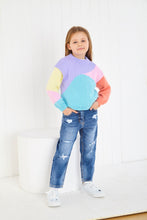 Load image into Gallery viewer, King Cole Knitting Pattern Girls Double Knit Colourful Sweater or Cardigan 6289