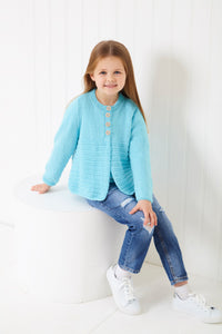 King Cole Knitting Pattern Girls Double Knit Sweater or Button Up Cardigan 6290