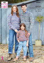 Load image into Gallery viewer, King Cole Aran Knitting Pattern Adult &amp; Kids Sweaters (6304)