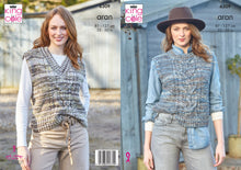 Load image into Gallery viewer, King Cole Ladies Knitting Pattern Aran Round &amp; V-Neck Tank Top 6309