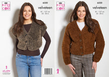 Load image into Gallery viewer, King Cole Knitting Pattern Ladies Velveteen Cardigan &amp; Waistcoat 6320