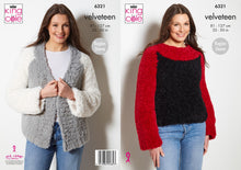 Load image into Gallery viewer, King Cole Knitting Pattern Ladies Velveteen Raglan Sleeve Jacket &amp; Sweater 6321