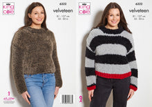 Load image into Gallery viewer, King Cole Knitting Pattern Ladies Velveteen Plain or Striped Sweaters 6322