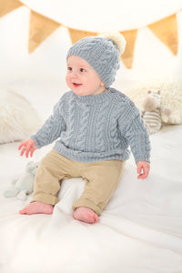 King Cole Knitting Pattern Babies Sweater Sleeveless Top & Hat 6328