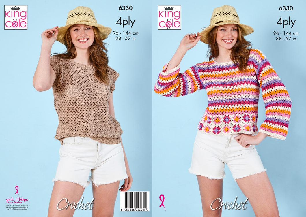 King Cole Crochet Pattern 4Ply Women’s Sweater & Top (6330)