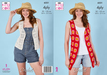 Load image into Gallery viewer, King Cole Crochet Pattern 4Ply Women’s Waistcoats (6331)