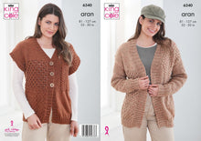 Load image into Gallery viewer, King Cole Aran Knitting Pattern Ladies Cardigan &amp; Waistcoat 6340