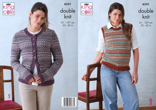 King Cole Double Knitting Pattern Ladies Cardigan & Tank Top 6341