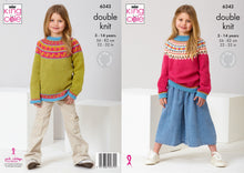 Load image into Gallery viewer, King Cole Double Knitting Pattern Girls Fairisle Sweaters 6343