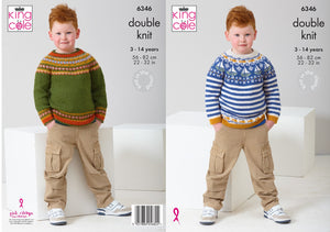 King Cole Double Knitting Pattern Boys Fairisle Sweaters 6346