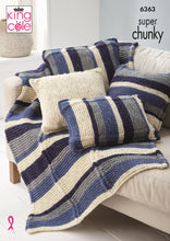 Load image into Gallery viewer, King Cole 6363 Knitting Pattern Super Chunky Throw &amp; Assorted Cushion Covers