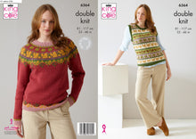 Load image into Gallery viewer, King Cole Double Knitting Pattern Ladies Fair Isle Sweater &amp; Tank Top 6364