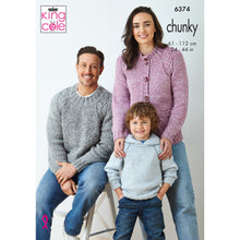 Load image into Gallery viewer, King Cole Knitting Pattern Chunky Knit Ladies Mens Kids Jumper &amp; Cardigan (6374)