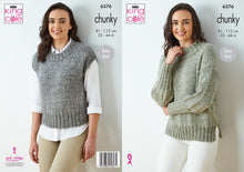 Load image into Gallery viewer, King Cole Knitting Pattern Chunky Ladies Easy Knit Sweater &amp; Vest Top 6376