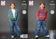 Load image into Gallery viewer, King Cole Chunky Knitting Pattern Girl’s Sweater, Cardigan &amp; Tank Top 6380