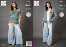 Load image into Gallery viewer, King Cole Chunky Knitting Pattern Women’s Short Sleeve Sweater &amp; Cardigan 6381