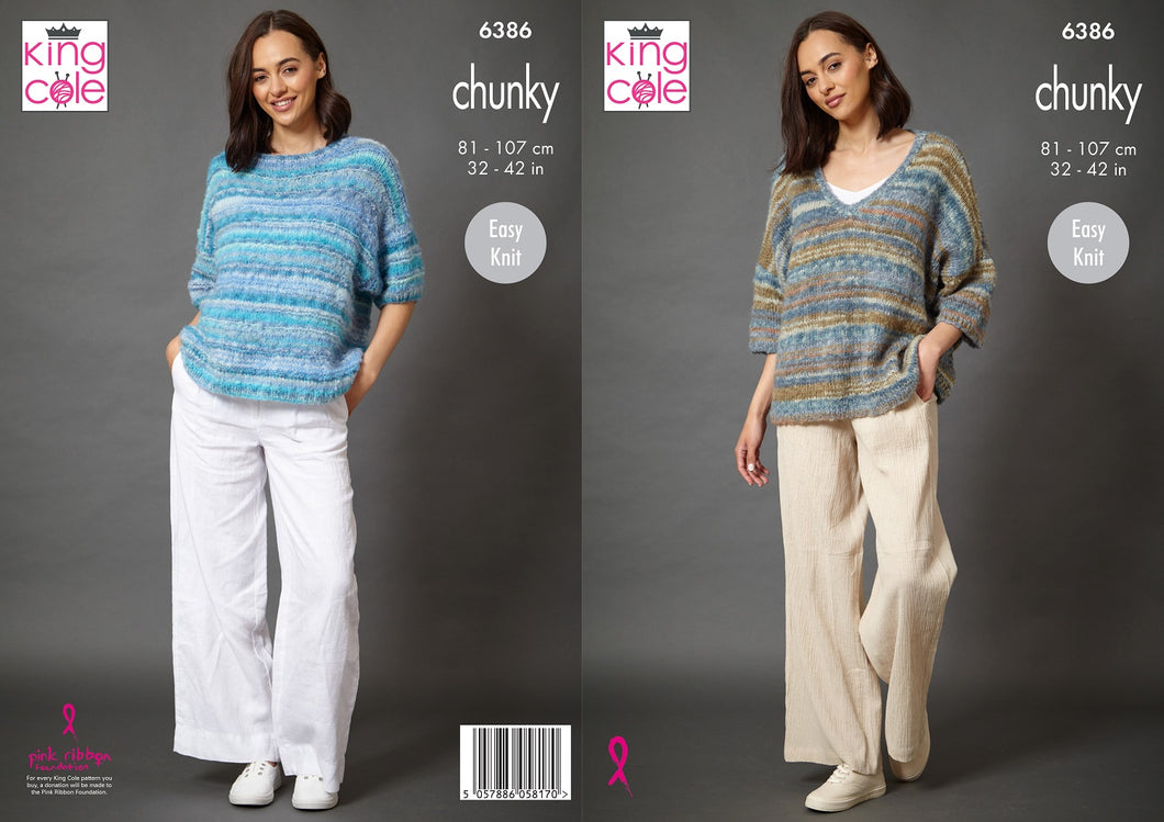 King Cole Chunky Knitting Pattern Women’s Sweaters 6386