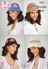 Load image into Gallery viewer, King Cole Crochet Pattern Ladies Bucket Hats (6398)