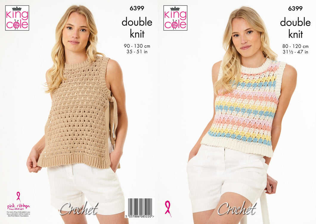 King Cole Crochet Pattern Ladies Tank Tops (6399)