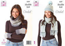 Load image into Gallery viewer, King Cole Crochet Pattern DK Ladies Hat, Scarf, Cowl &amp; Gloves 6439