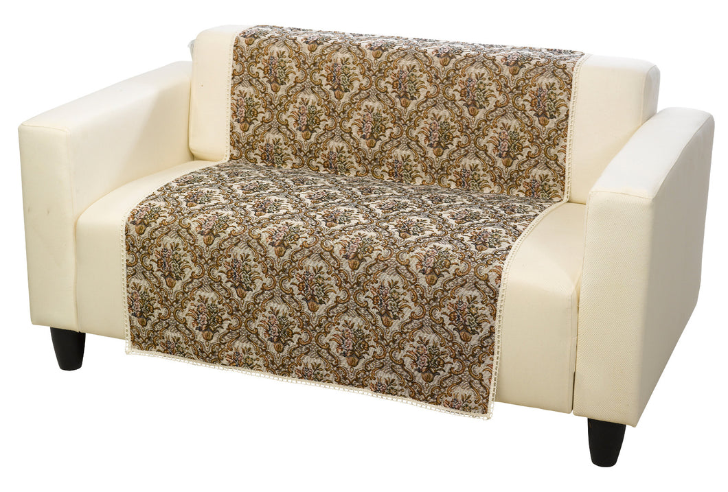 Traditional Floral Napery with Lace Trim - Arm Caps Chair Back or Seat Cover