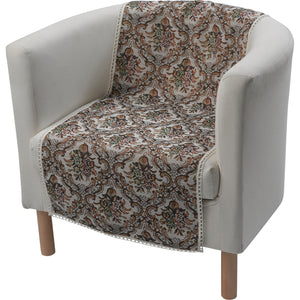 Traditional Floral Napery with Lace Trim - Arm Caps Chair Back or Seat Cover