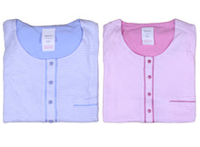 Load image into Gallery viewer, Ladies Jersey Cotton Pyjamas - Striped Top &amp; Plain PJ Bottoms (Blue or Pink)