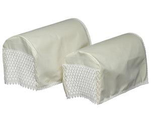 Cotton Round Arm Caps & Chair Backs Set with Lace Trim