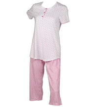Load image into Gallery viewer, Ladies Polka Dot &amp; Striped 3/4 Length Pyjamas S - XL (Blue or Pink)