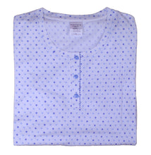 Load image into Gallery viewer, Ladies Short Sleeved Polka Dot Nightie with Striped Trim (Blue or Pink)