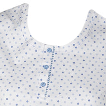 Load image into Gallery viewer, Ladies Short Sleeved Polka Dot Nightie with Striped Trim (Blue or Pink)