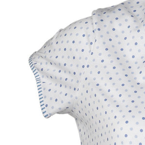 Ladies Short Sleeved Polka Dot Nightie with Striped Trim (Blue or Pink)