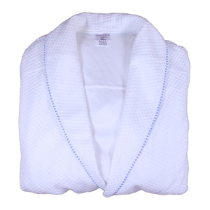 Ladies Lightweight Waffle Dressing Gown S - XL (White with Blue or Pink Trim)