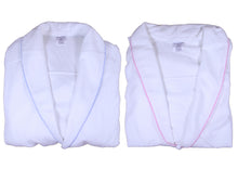 Load image into Gallery viewer, Ladies Lightweight Waffle Dressing Gown S - XL (White with Blue or Pink Trim)