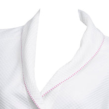 Load image into Gallery viewer, Ladies Lightweight Waffle Dressing Gown S - XL (White with Blue or Pink Trim)