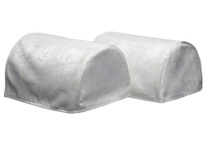 Jacquard Damask Round Arm Caps & Chair Back Set (Cream)