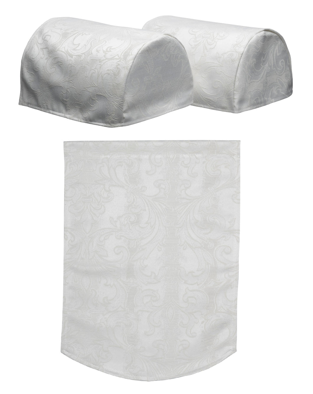 Jacquard Damask Round Arm Caps & Chair Back Set (Cream)