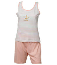 Load image into Gallery viewer, Ladies Jersey Cotton Pyjamas - Anchor Tank Top &amp; Plain Shorts (Navy or Pink)