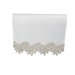 Decorative Macrame Arm Caps or Chair Backs with Floral Trim (Cream or White)