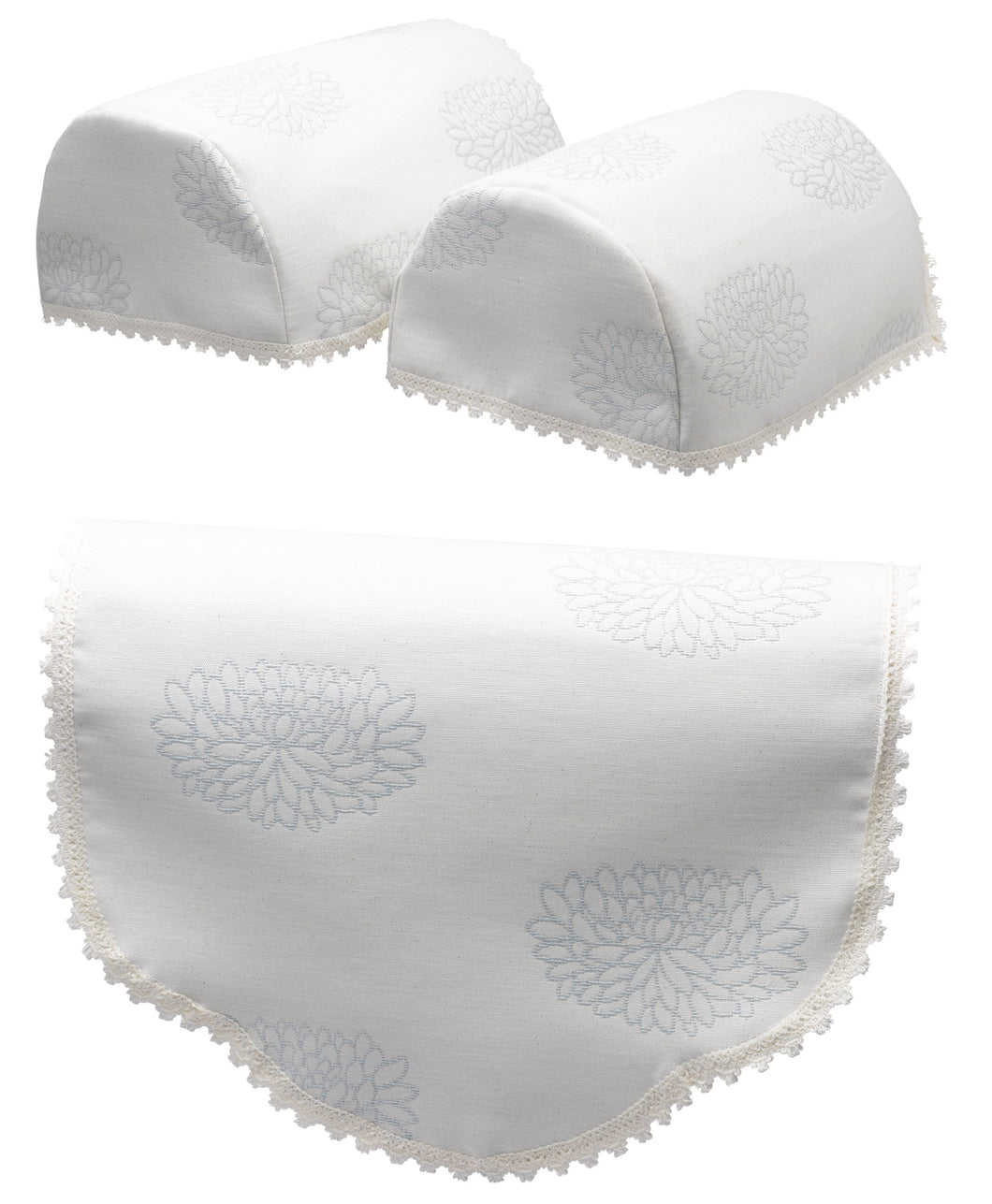 Water Lily Arm Cap Pair & Chair Back Set with Braided Edge (Duck Egg)