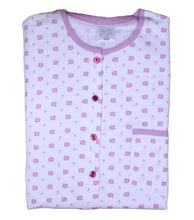 Load image into Gallery viewer, Ladies 100% Cotton Leaf &amp; Polka Dot Pattern Pyjamas Set S - XL (Blue or Pink)