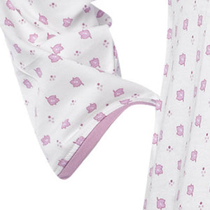 Ladies 100% Cotton Leaf & Polka Dot Pattern Pyjamas Set S - XL (Blue or Pink)