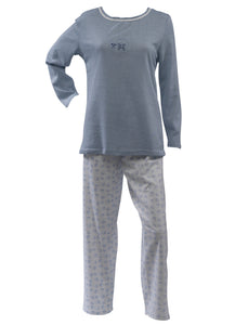 Ladies 100% Jersey Cotton Sheep Pyjamas Set (Blue or Grey)