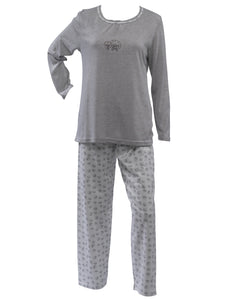 Ladies 100% Jersey Cotton Sheep Pyjamas Set (Blue or Grey)