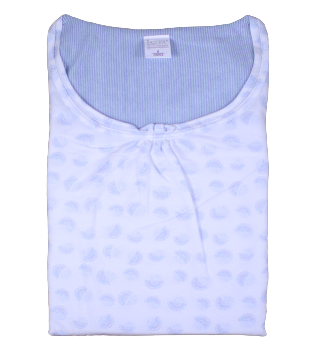 Ladies 100% Jersey Cotton Circular Pattern Nightdress (Blue or Grey)