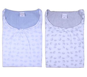 Ladies 100% Jersey Cotton Circular Pattern Nightdress (Blue or Grey)